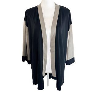 Ozai N Ku Womens Open Front Cardigan Size 1 Colorblock Lagenlook Mature